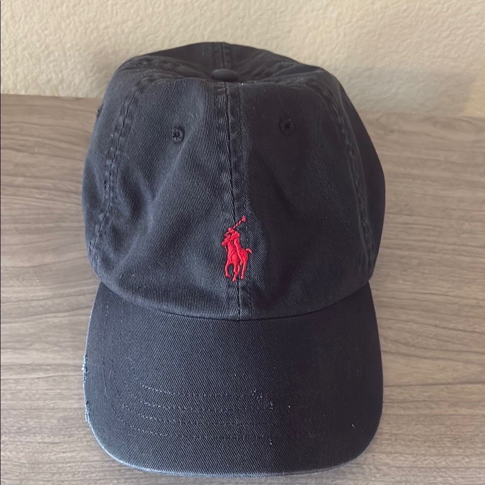 Vintage Ralph Lauren Black Cap with Red Logo